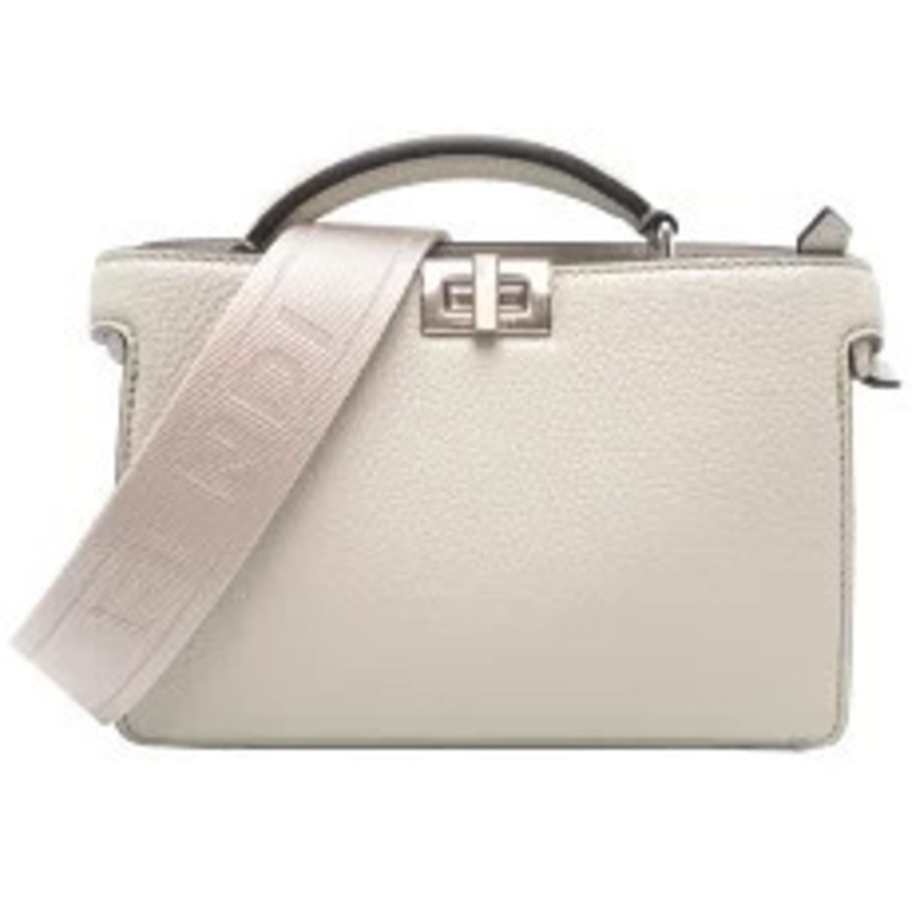 Fendi Peekaboo ISee U Cross Shoulder Bag Calfskin Gray